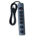 Master Electronics Master Electrician PS-649F-3 Black 6 Outlet Metal Surge Strip 118887